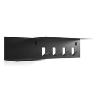 Hall Pass Wall Shelf with Hooks in Black - Angle 3
