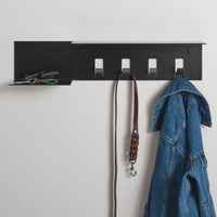 Hall Pass Wall Shelf with Hooks in Black - Angle 6