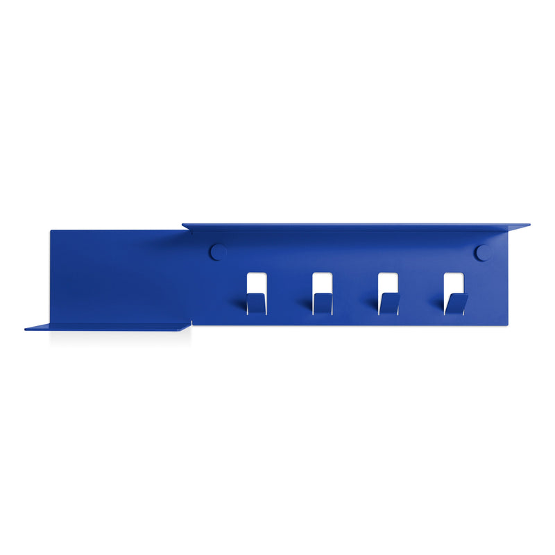 Hall Pass Wall Shelf with Hooks in Cobalt