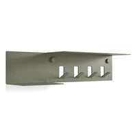 Hall Pass Wall Shelf with Hooks in Grey Green - Angle 2