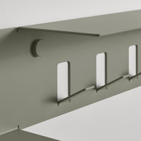 Hall Pass Wall Shelf with Hooks in Grey Green - Angle 5