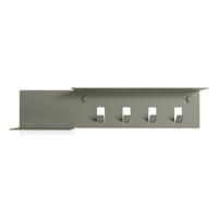 Hall Pass Wall Shelf with Hooks in Grey Green - Angle 1