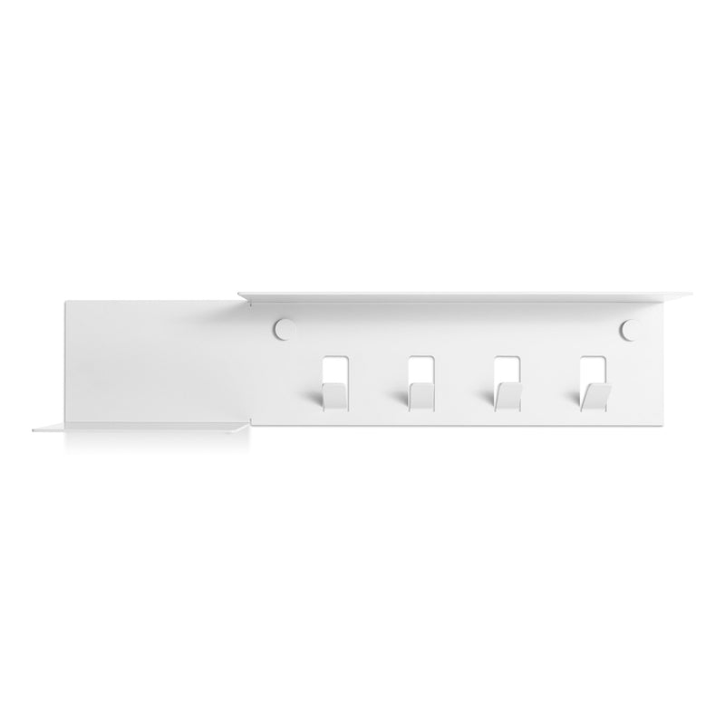 Hall Pass Wall Shelf with Hooks in White