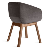 Host Chair in Storm Velvet / Walnut - Angle 7