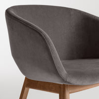 Host Chair in Storm Velvet / Walnut - Angle 9