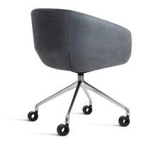 Host Task Chair in Ink Leather - Angle 8