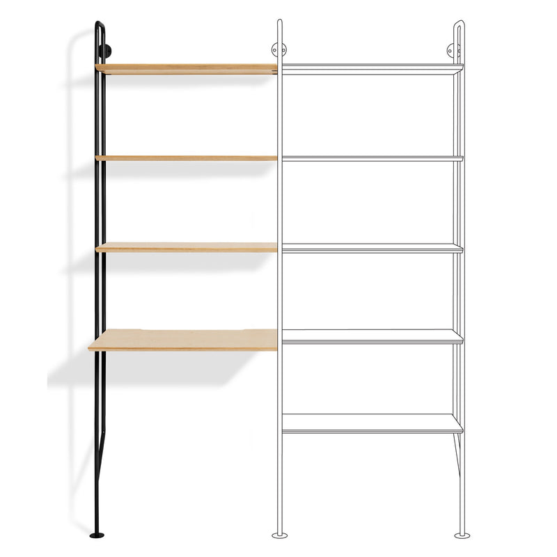 Hitch Add-on Bookcase and Desk en White Oak