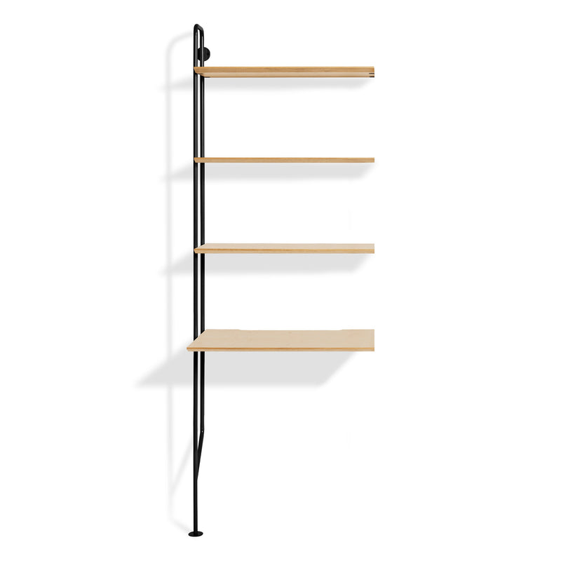 Hitch Add-on Bookcase and Desk in White Oak - Angle 1