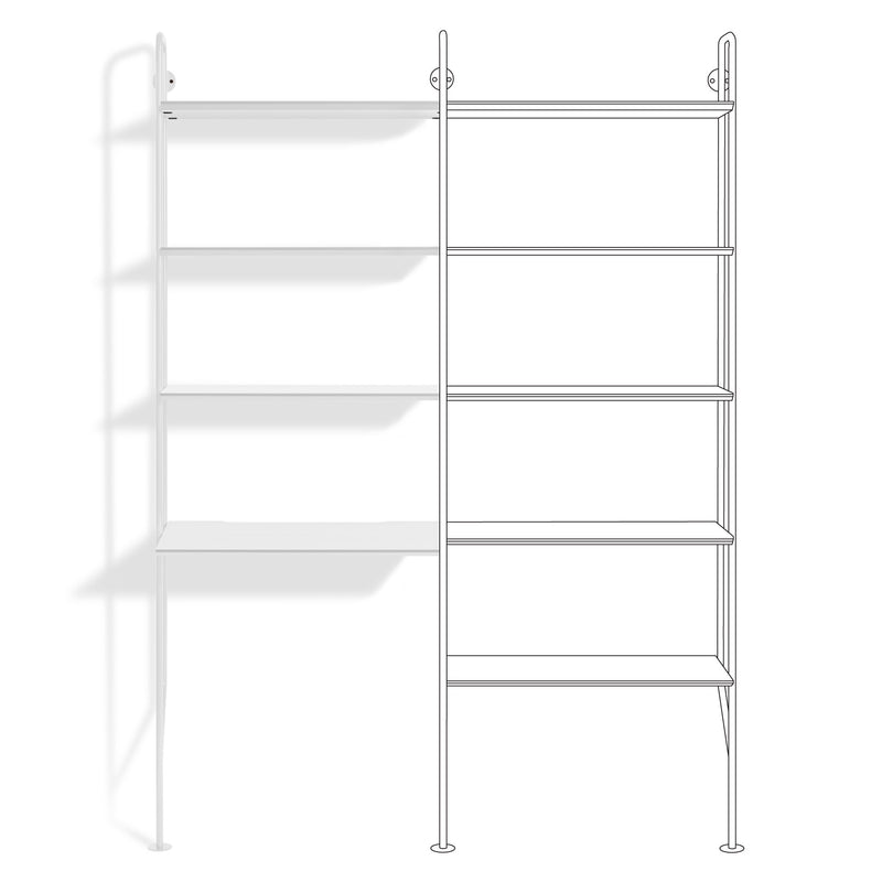 Hitch Add-on Bookcase and Desk in White - Angle 2
