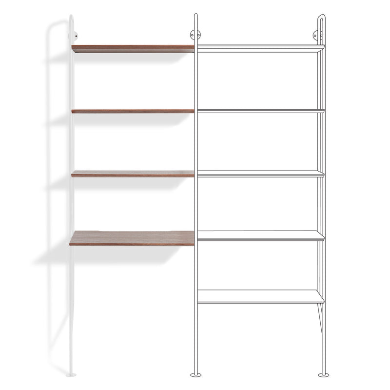 Hitch Add-on Bookcase and Desk in Walnut - Angle 2