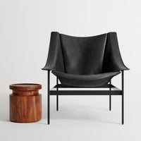 Heyday Lounge Chair in Black Leather - Angle 10