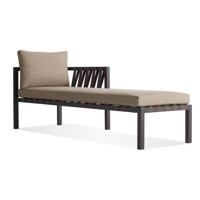 Jibe Outdoor Sun Lounger in Carbon / Sunbrella Taupe - Angle 1