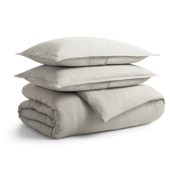 Kimball Stripe Duvet Set in Charcoal / White Stripe - Angle 1