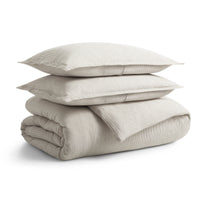 Kimball Stripe Duvet Set in White / Putty Stripe - Angle 1