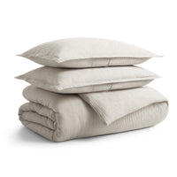 Kimball Stripe Duvet Set in White / Putty Stripe - Angle 1