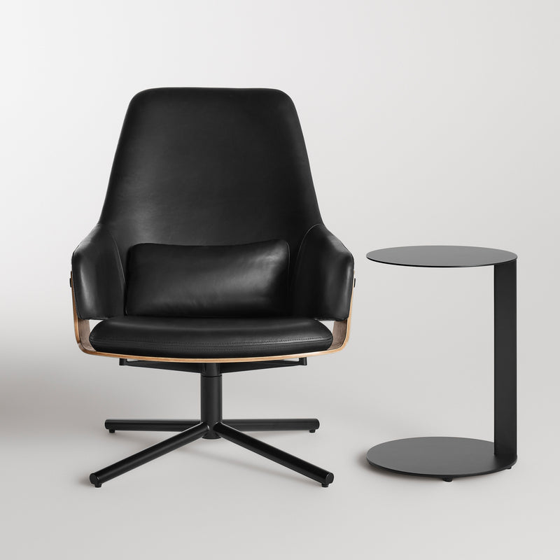 Lock Lounge Chair in Onyx Leather - Angle 2