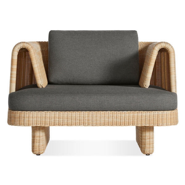 Loophole Outdoor Lounge Chair in Toohey Charcoal - Angle 1