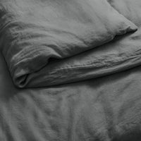Blu Dot Stone Washed Linen Duvet Set in Charcoal - Angle 7