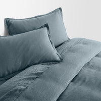 Blu Dot Stone Washed Linen Duvet Set in Grey Blue - Angle 5