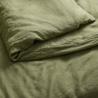 Blu Dot Stone Washed Linen Duvet Set in Loden Green - Angle 7