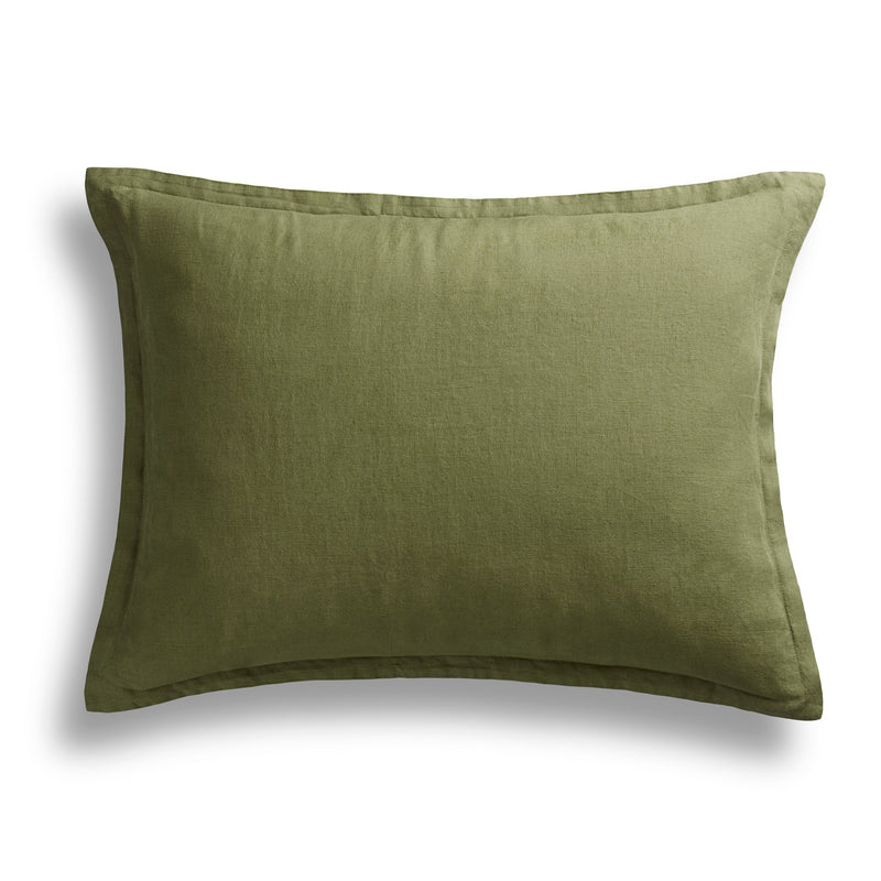 Blu Dot Stone Washed Linen Duvet Set en Loden Green