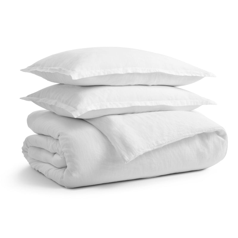Blu Dot Stone Washed Linen Duvet Set in White