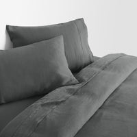 Blu Dot Stone Washed Linen Sheet Set in Charcoal - Angle 5