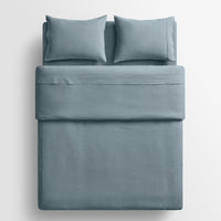 Blu Dot Stone Washed Linen Sheet Set in Grey Blue - Angle 8