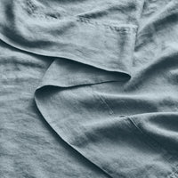 Blu Dot Stone Washed Linen Sheet Set in Grey Blue - Angle 7