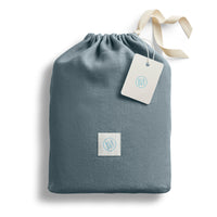 Blu Dot Stone Washed Linen Sheet Set in Grey Blue - Angle 9