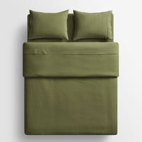 Blu Dot Stone Washed Linen Sheet Set in Loden Green - Angle 8