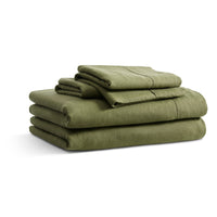Blu Dot Stone Washed Linen Sheet Set in Loden Green - Angle 1