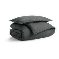 Blu Dot Stone Washed Linen Duvet Set in Charcoal - Angle 1