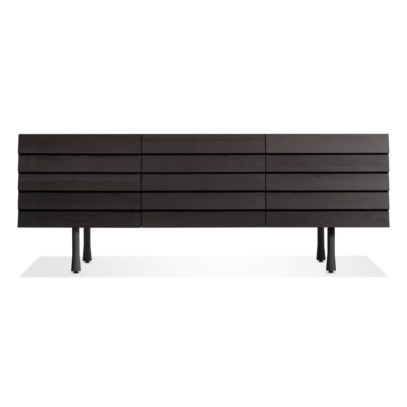 Lap 2 Door / 2 Drawer Credenza in Black on Ash / Black - Angle 1