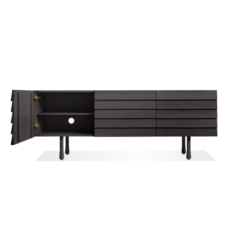 Lap 2 Door / 2 Drawer Credenza in Black on Ash / Black - Angle 2