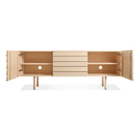 Lap 2 Door / 2 Drawer Credenza in Whitewashed Maple / Whitewashed Maple - Angle 3
