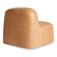 Looksee Swivel Lounge Chair in Camel Leather - Angle 5