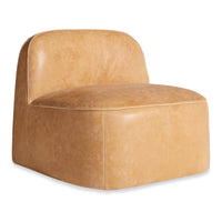 Looksee Swivel Lounge Chair in Camel Leather - Angle 3
