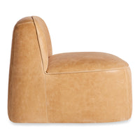 Looksee Swivel Lounge Chair in Camel Leather - Angle 4