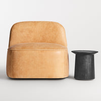 Looksee Swivel Lounge Chair in Camel Leather - Angle 2