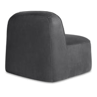 Looksee Swivel Lounge Chair in Ink Leather - Angle 5