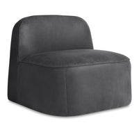 Looksee Swivel Lounge Chair in Ink Leather - Angle 3
