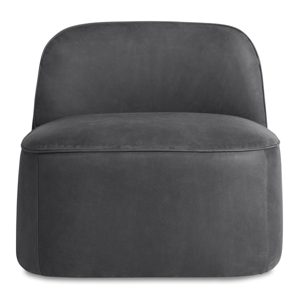 Looksee Swivel Lounge Chair en Ink Leather - ángulo 1