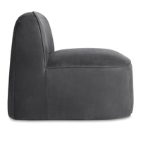 Looksee Swivel Lounge Chair in Ink Leather - Angle 4