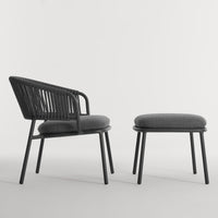 Mate Outdoor Ottoman in Toohey Charcoal - Angle 6