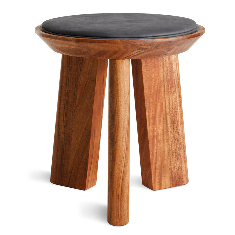 Mimi Stool (x3 Leg) in Ink Leather - Angle 2