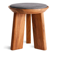 Mimi Stool (x3 Leg) in Slate Leather - Angle 1