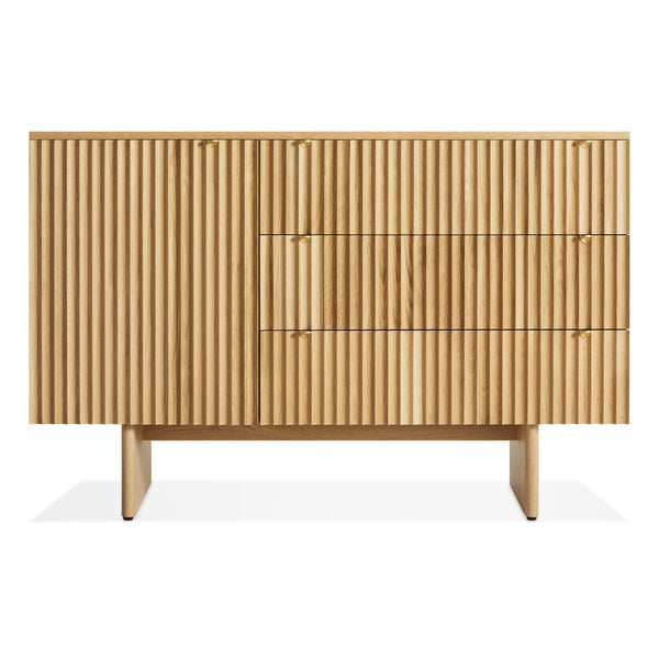Murmur 1 Door / 3 Drawer Credenza in White Oak - Angle 1