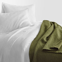 Moody Wool Throw in Olive - Angle 2