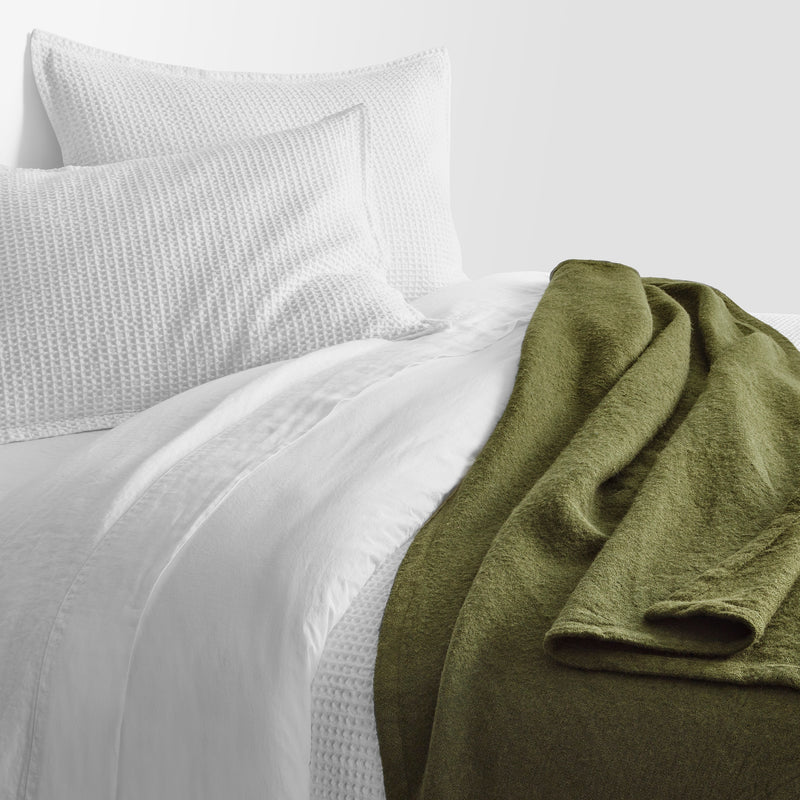 Moody Wool Throw in Olive